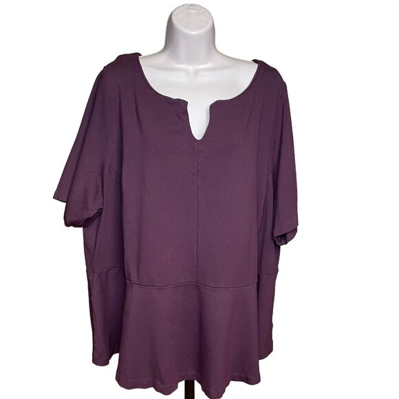 Lands End Womens Purple Peplum Blouse Top Plus Size 3x Shirt u - Picture 1 of 13